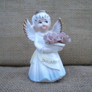 Vintage January Birthday Angel Figurine Enesco